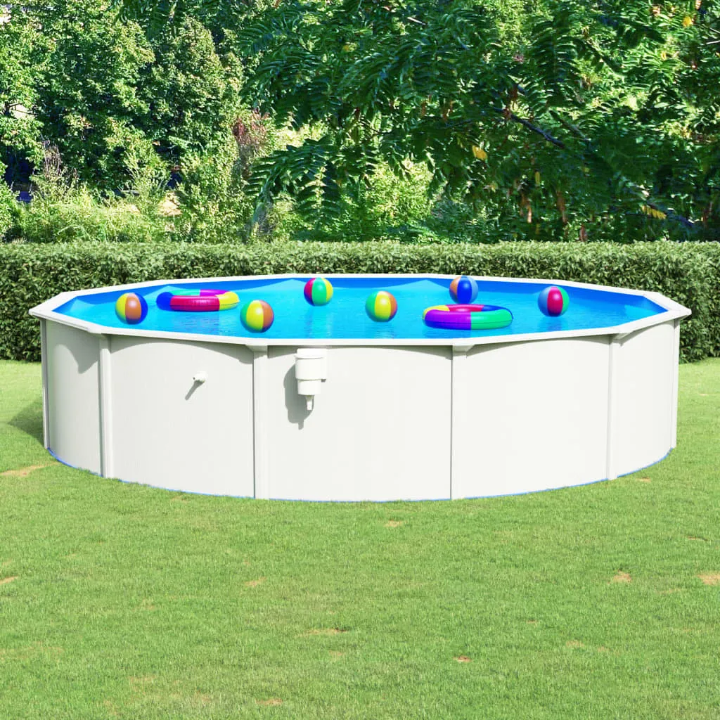 Moderner Minimalist - Pool mit Stahlwand Rund 550x120 cm Weiß